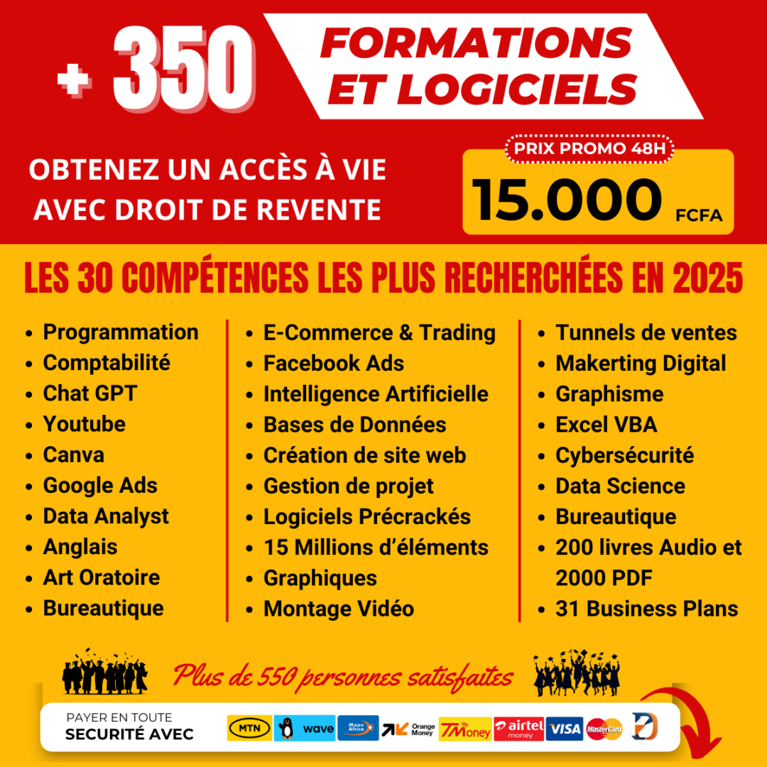 +350 Formations et Logiciels avec droit de revente