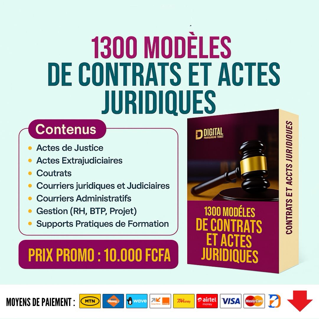 + 1300 Modèles de Contrats et Actes Juridiques